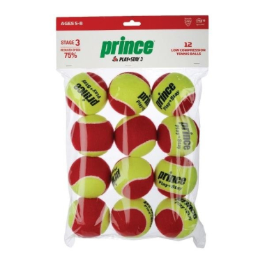 Piłki treningowe tenisowe dla dzieci Prince Play & Stay STAGE 3 FILC, 12 szt