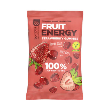 Żelki BOMBUS FRUIT ENERGY GUMMIES, 35 gCukierki z galaretką truskawkową BOMBUS FRUIT ENERGY 35g