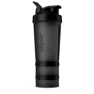 Shaker Pro 2Go z dwoma pojemnikami do przechowywania, 450 ml + 150 ml + 100 ml, Vilgain
