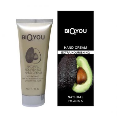 NATURALNY ODŻYWCZY KREM DO RĄK z awokado, olejami z robaka morskiego i żywicą z drzewa smokaBio2you, 75 ml
