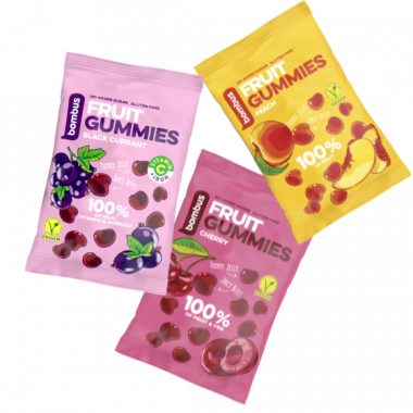 Želejkonfektes BOMBUS FRUIT ENERGY GUMMIES, 35 g