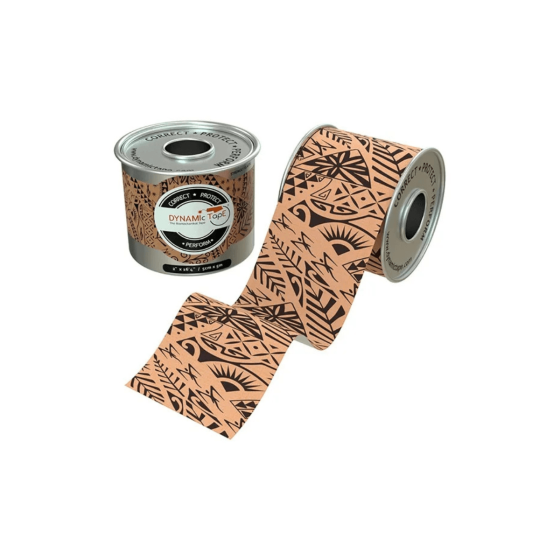 Taśma dynamiczna Black Tattoo beżowa z czarnym wzorem, 5 cm x 5 m Dynamic Tape