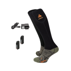 Alpenheat FireWool AJ27 apsildāmās vilnas zeķes ar akumulatoru blokiem.
