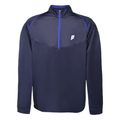 Prince Half Zip vīriešu sporta džemperis (Navy) ar pusējas aizdares rāvējslēdzēju, izgatavots no 100 % poliestera; tuvplāna bilde uz balta fona.